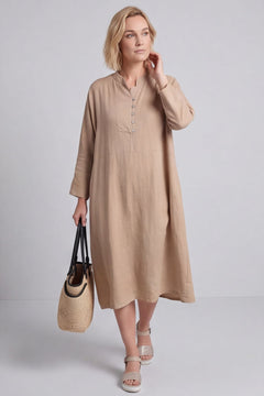 Helena Linen Dress Camel – image 2 of 5