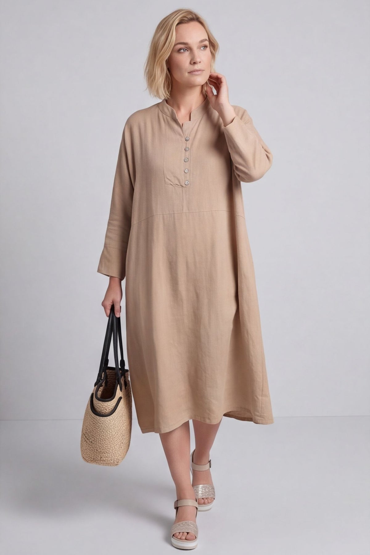 Helena Linen Dress Camel – image 2 of 5