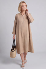 Helena Linen Dress Camel Camel - Helena Linen Dress Camel – image 2 of 5