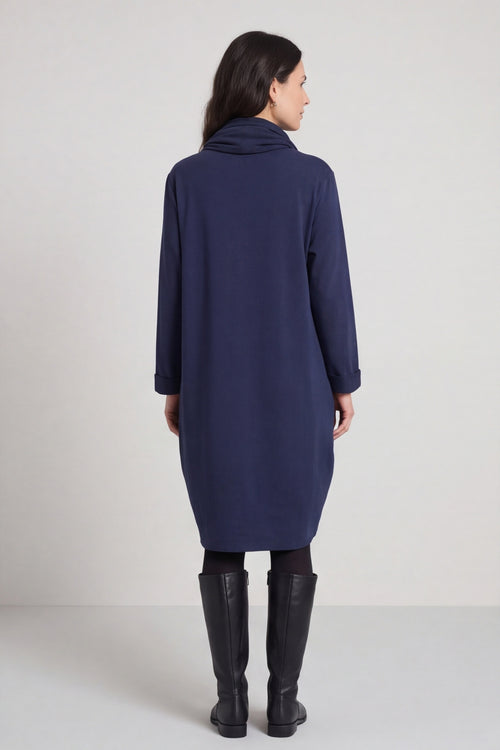 Rizo Snood Cotton Dress Navy – image 2 of 6