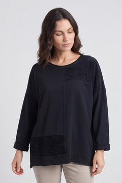 Louise Cord Patch Cotton Top Black – image 3 of 6