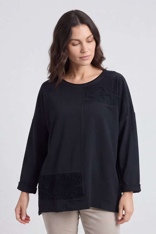 Louise Cord Patch Cotton Top Black – image 3 of 6