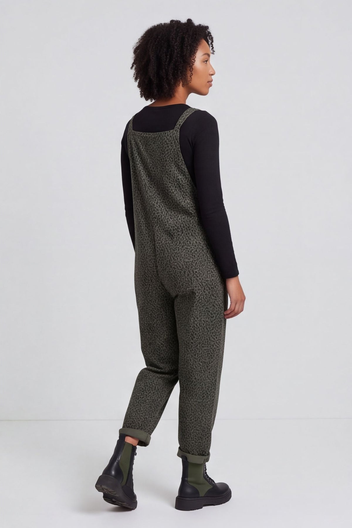 Pabo Leopard Needlecord Dungarees Khaki