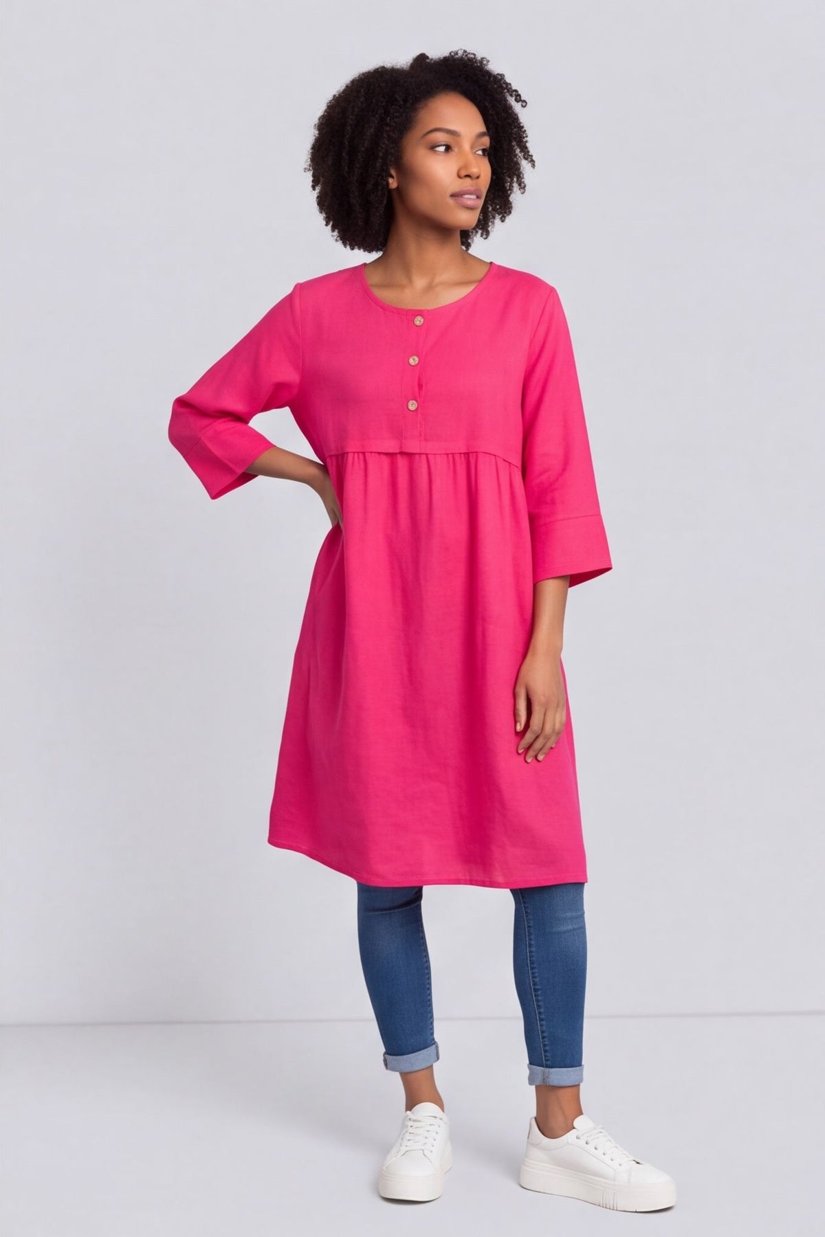 Alara Linen Dress Hot Pink – image 3 of 6
