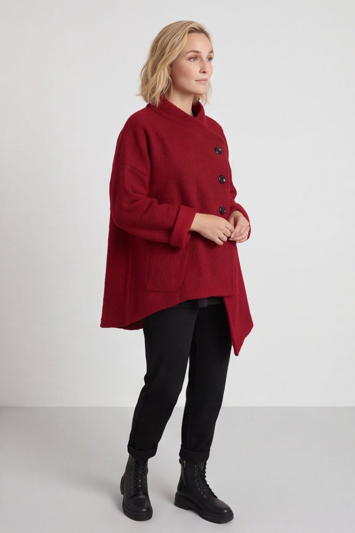 Shona Boucle Jacket Wine – image 3 of 5