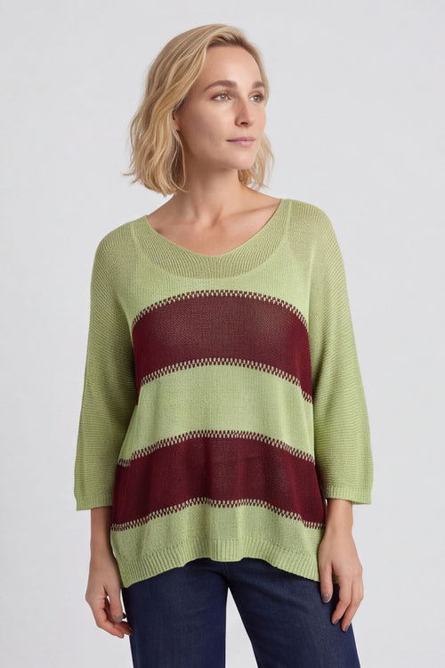 Davena Stripe Knit Top Green – image 3 of 6