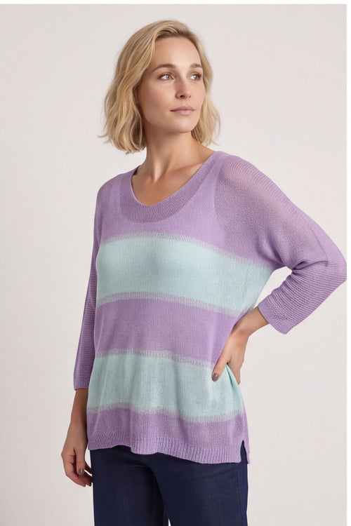 Davena Stripe Knit Top Purple – image 2 of 5