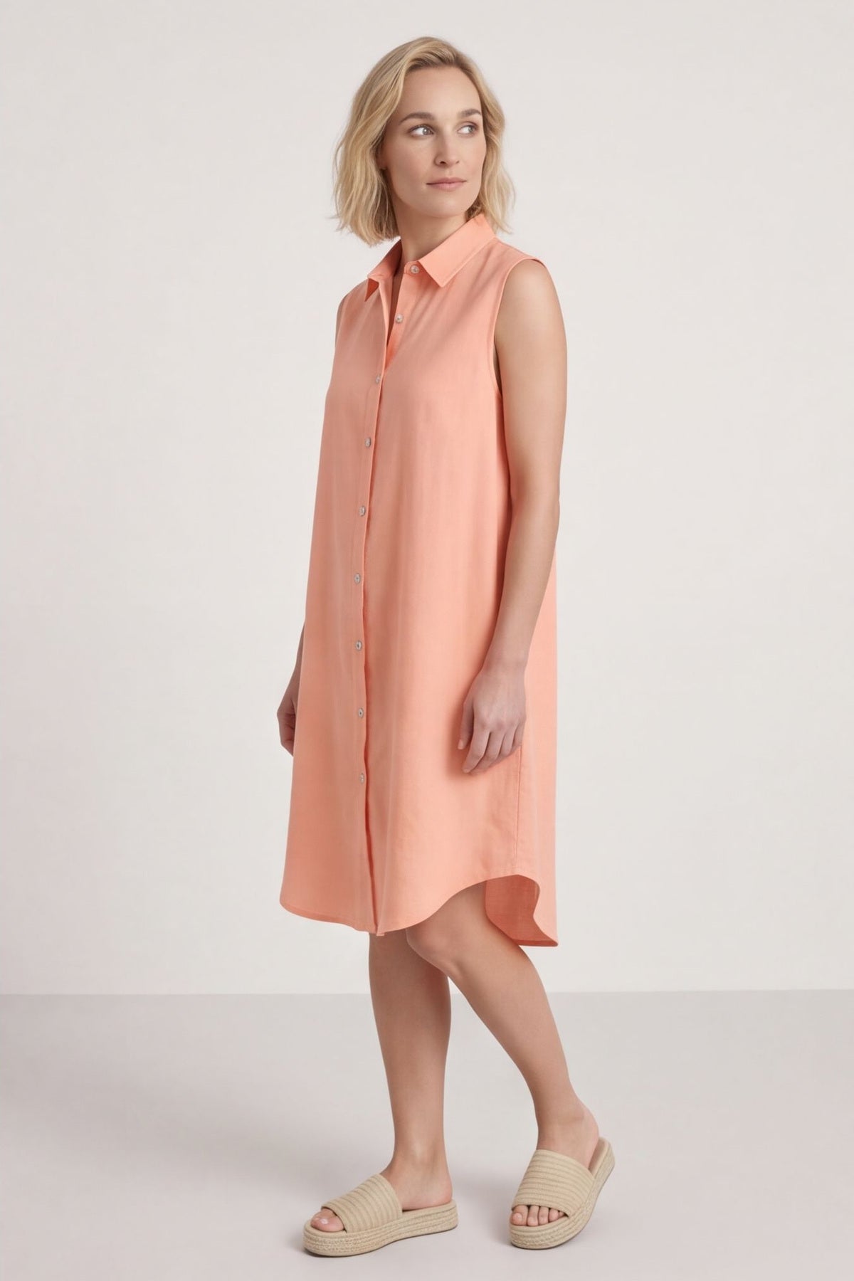 Solaine Sleeveless Linen Dress Orange – image 3 of 6