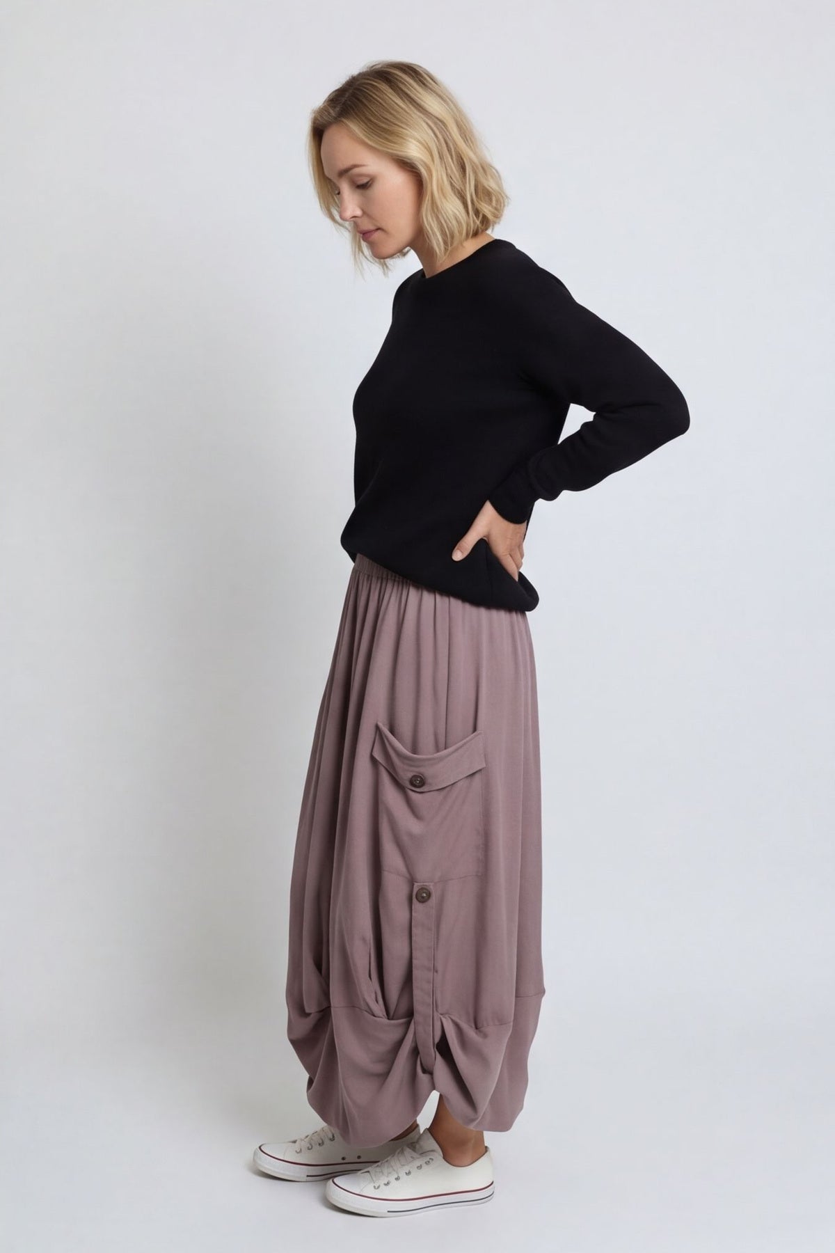 Lavone Cotton Skirt Mauve – image 3 of 5