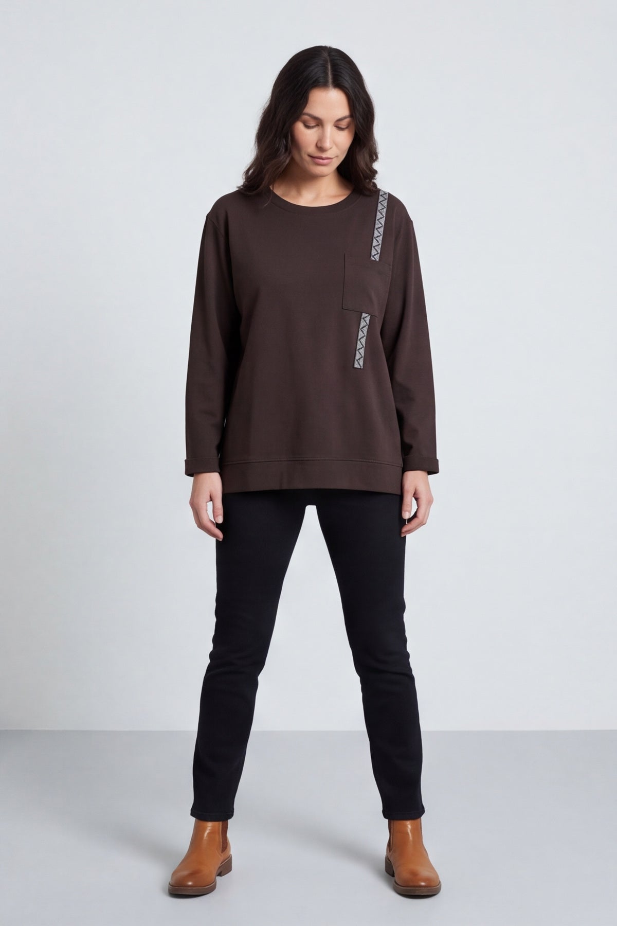 Barbara Pocket Cotton Top Cocoa – image 3 of 6