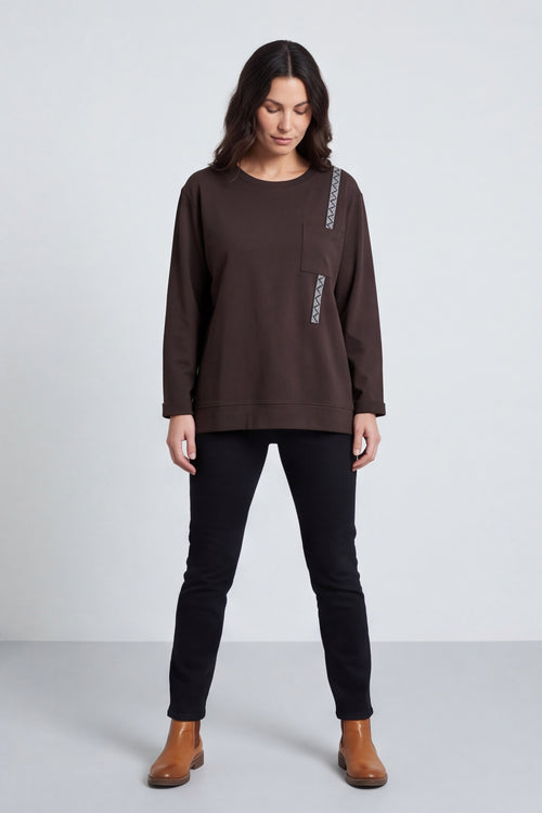 Barbara Pocket Cotton Top Cocoa – image 3 of 6