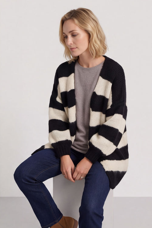 Kennedy Stripe Knitted Cardigan Black – image 3 of 6