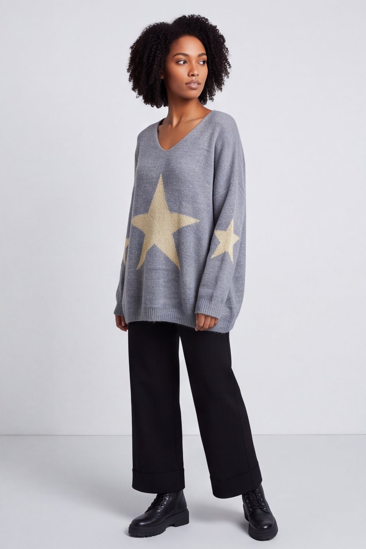 Paige Star Knitted Jumper Mid Grey – image 3 of 6