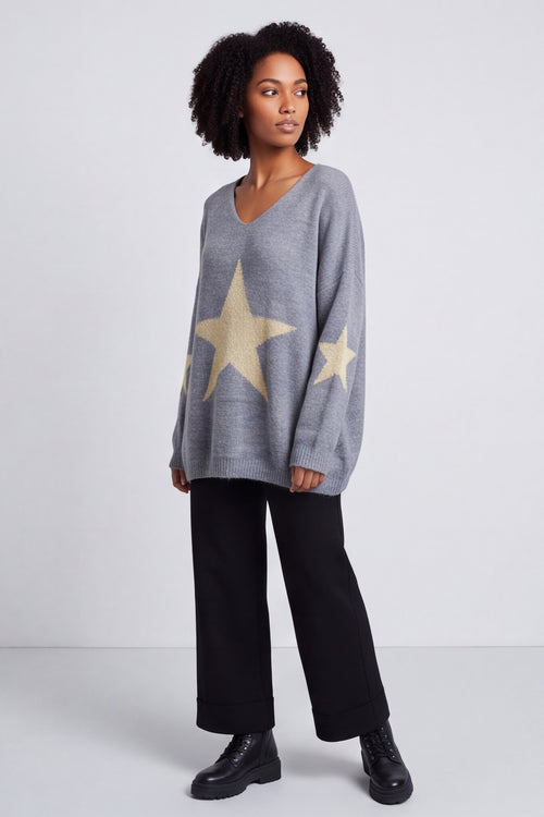 Paige Star Knitted Jumper Mid Grey – image 3 of 6