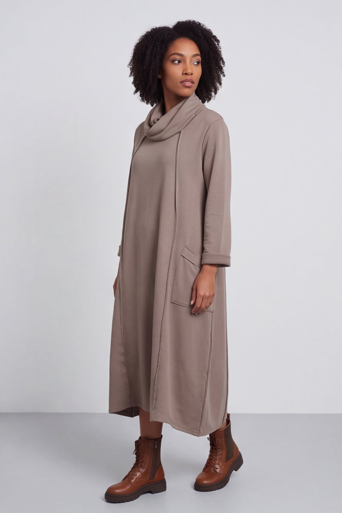Maris Snood Cotton Dress Mocha – image 3 of 6
