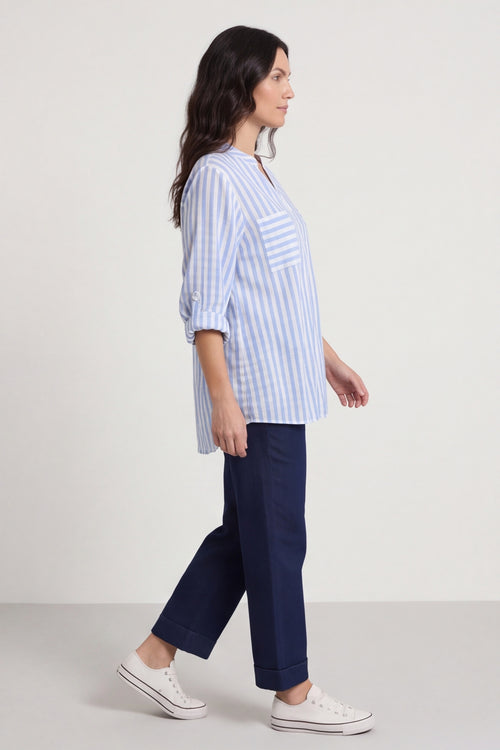 Jaynie Gingham Tie Front Shirt Powder Blue – image 3 of 5