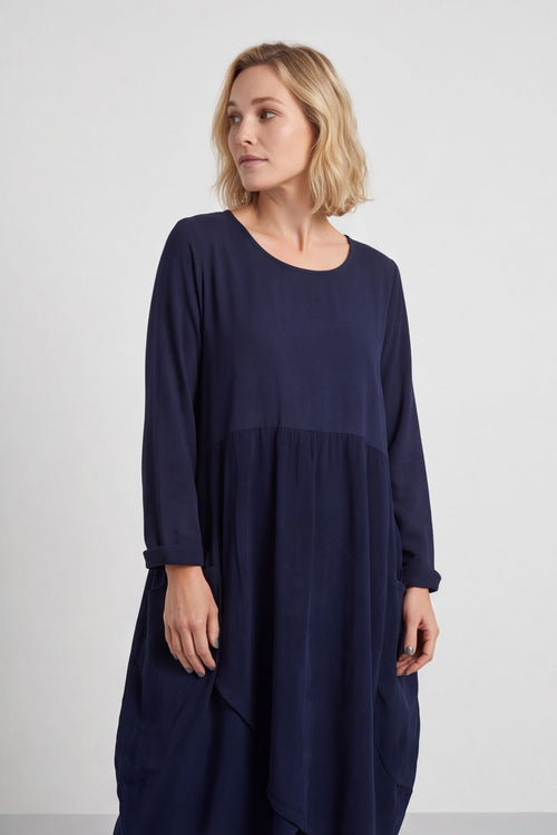 Regana Cotton Dress Navy – image 2 of 3