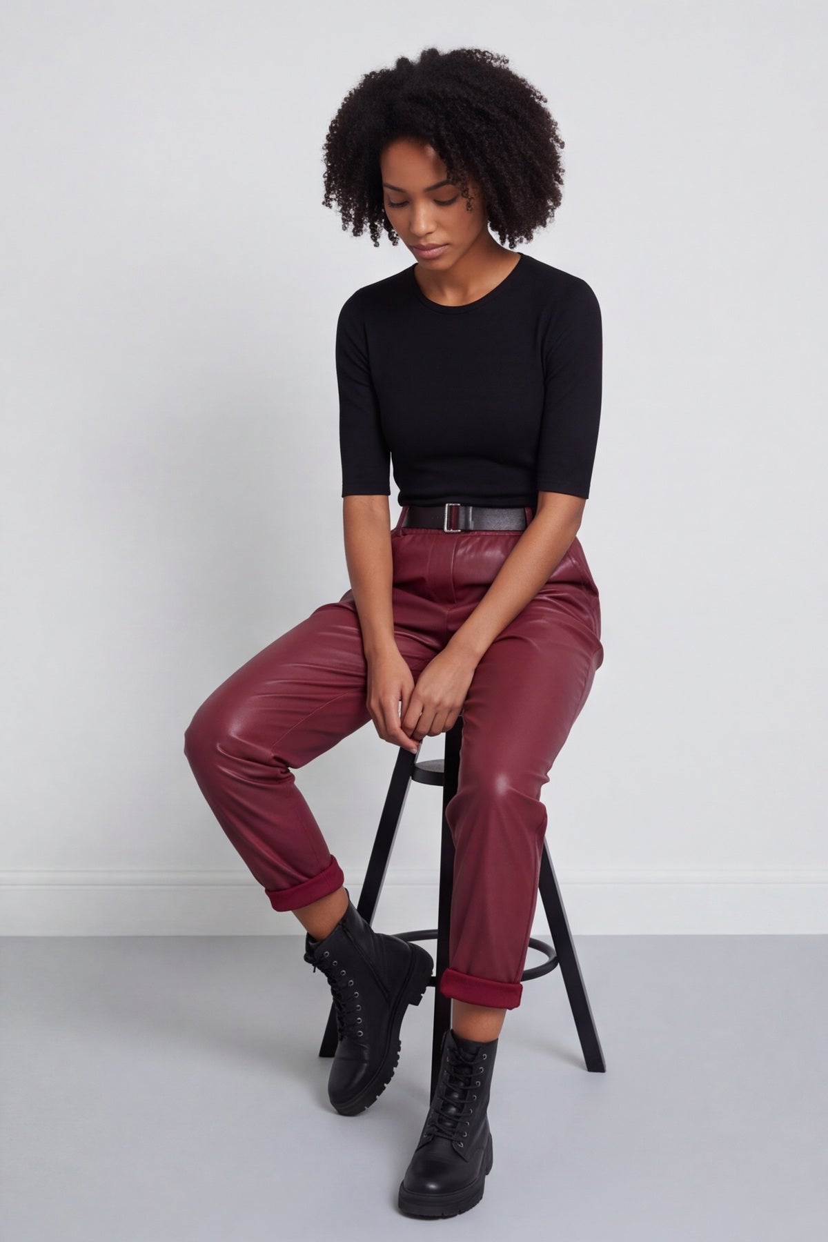 Hilary Wet Look Trousers Wine – image 3 of 5
