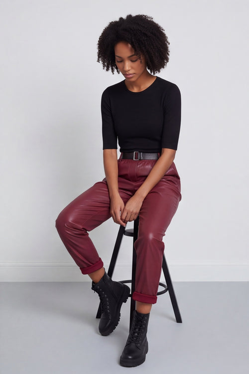 Hilary Wet Look Trousers Wine – image 3 of 5