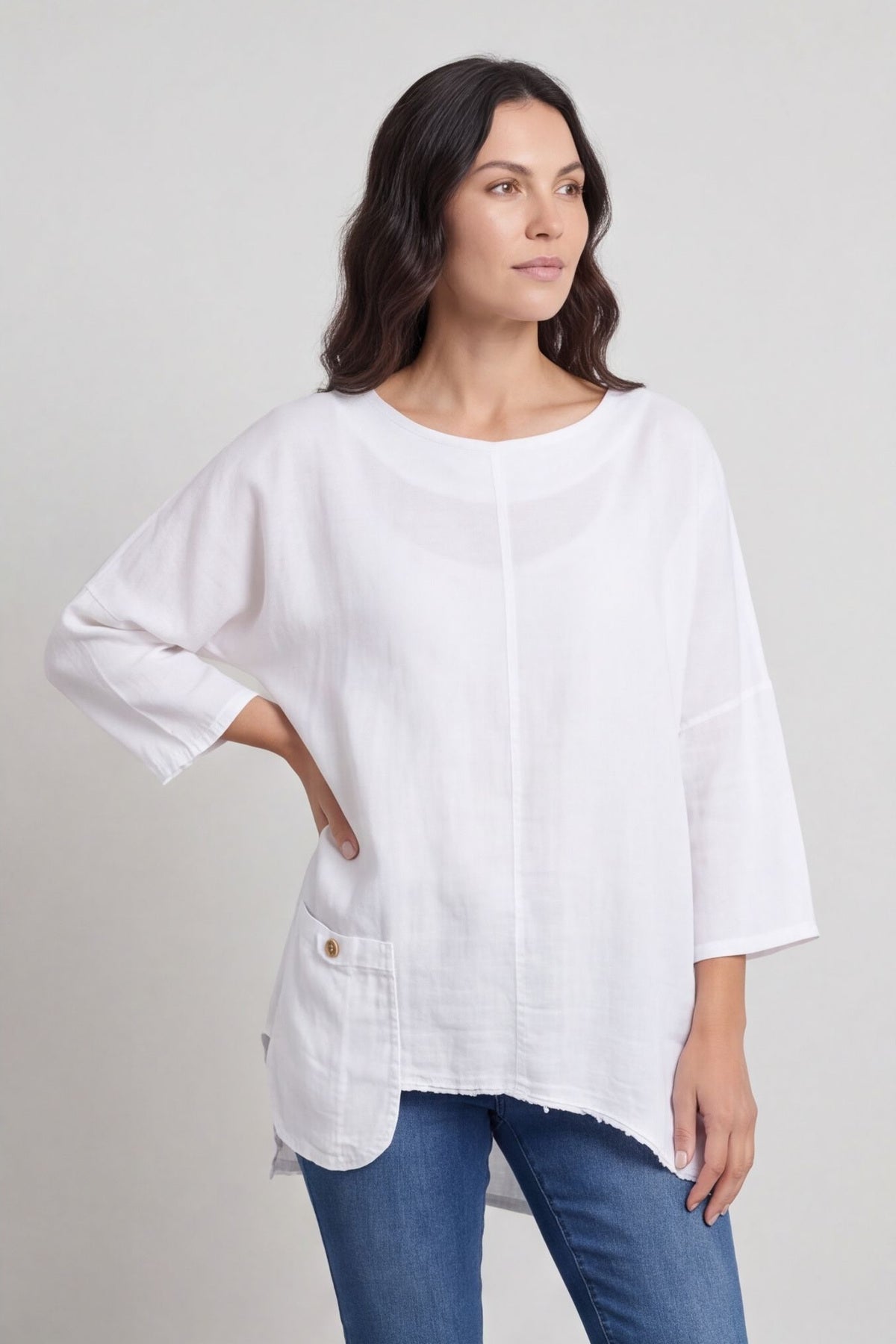 Daisy Linen Top White – image 2 of 5