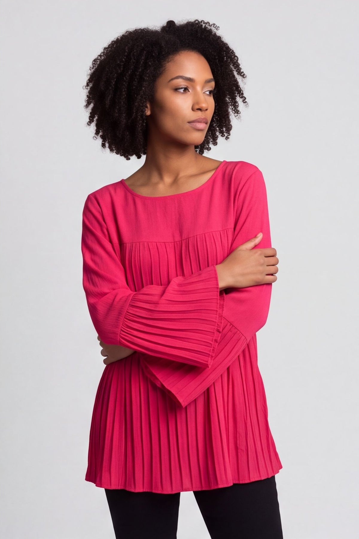 Wynne Pleated Top Fuchsia – image 3 of 5