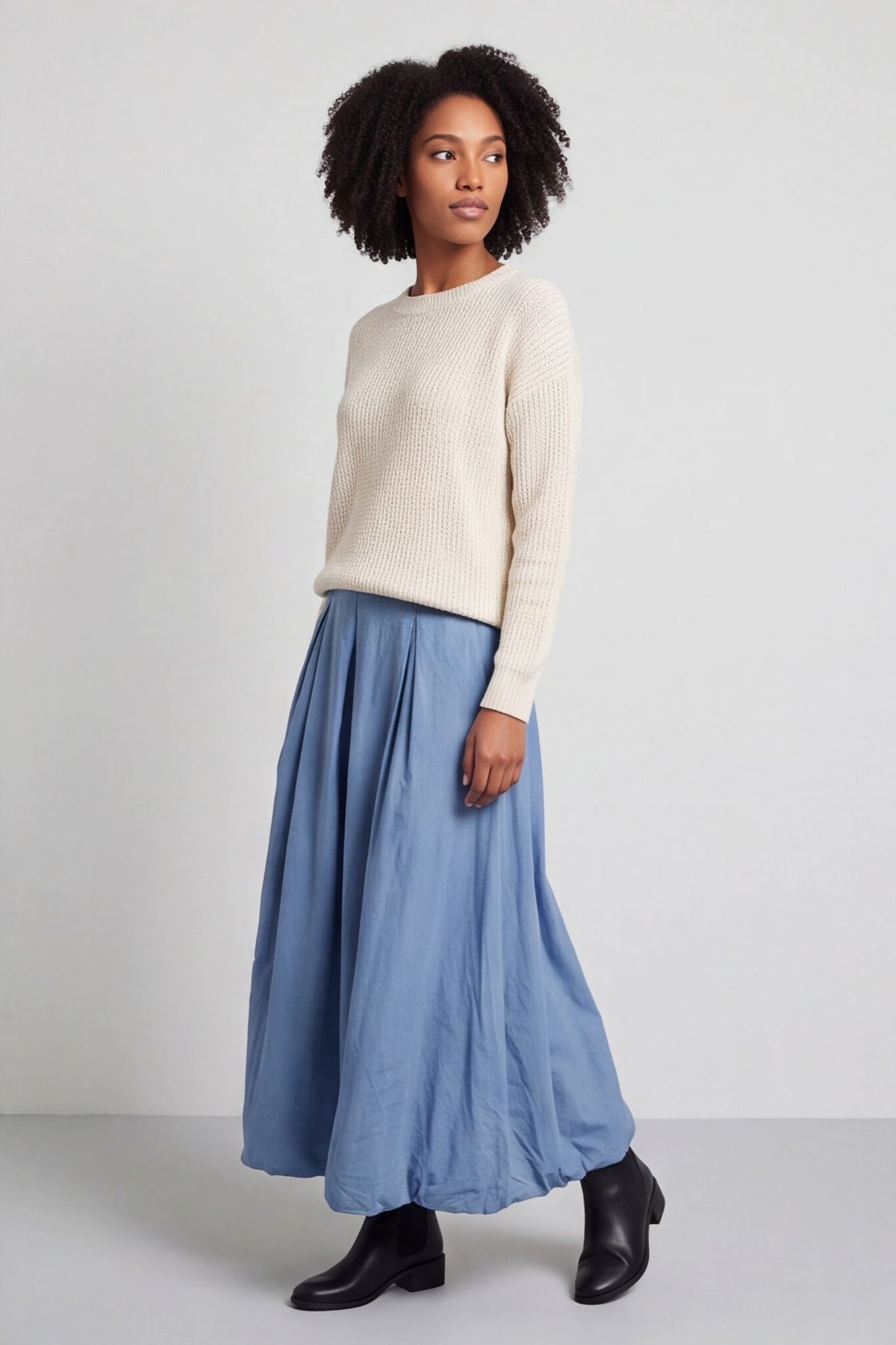 Wilfreda Puffball Cotton Skirt Blue – image 3 of 6