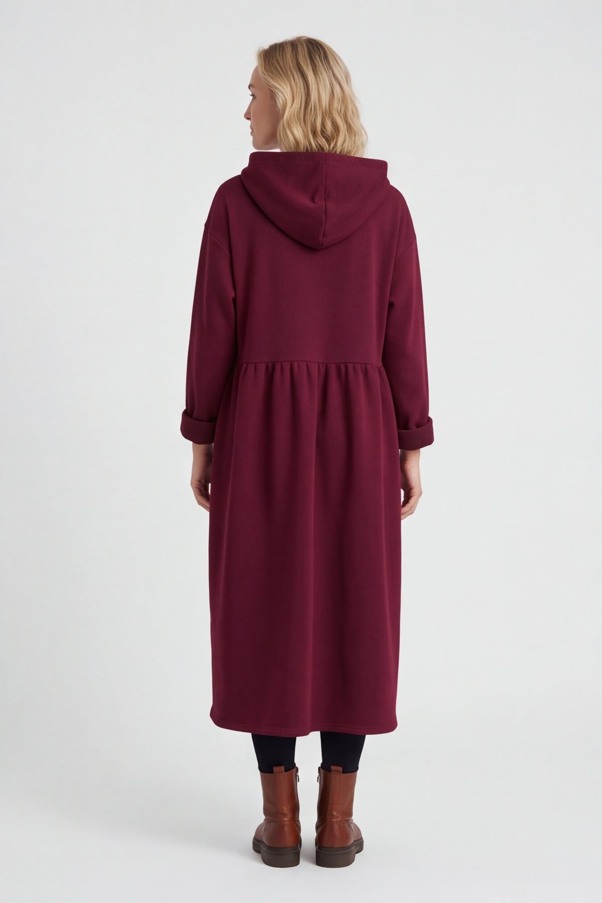 Saskia Hooded Dress Wine – image 3 of 5