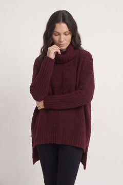 Shani Boucle Polo Knitted Jumper Wine – image 3 of 6