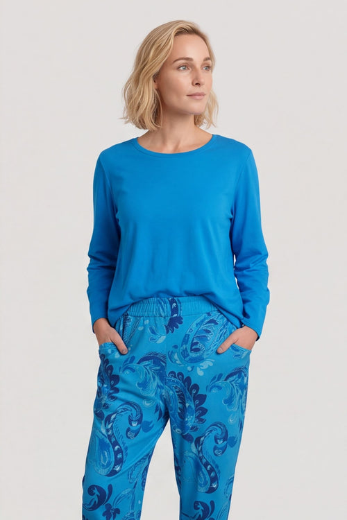 Lilah Print Cotton Trousers Blue – image 3 of 5
