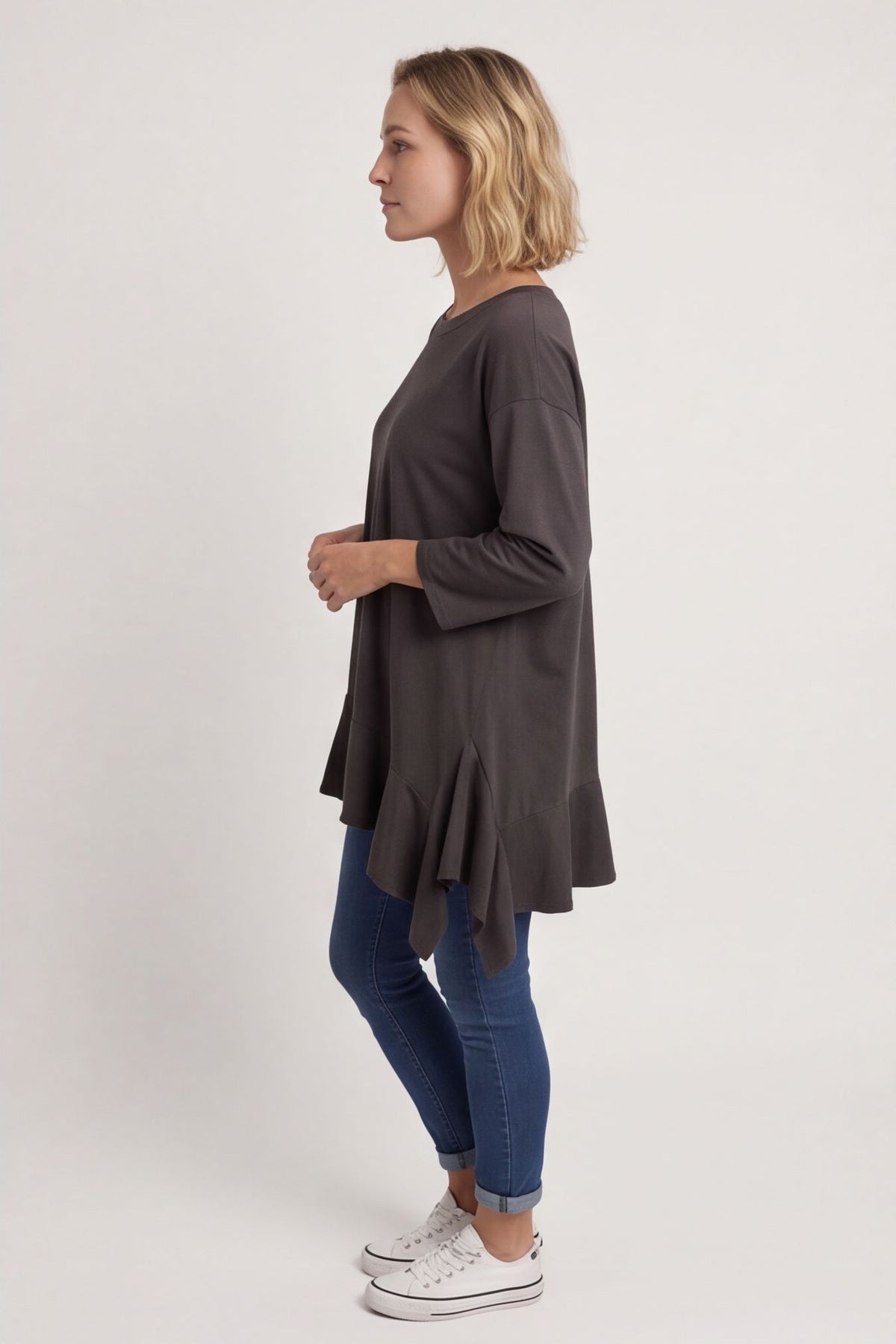 Carey Frill Cotton Top Charcoal – image 3 of 5