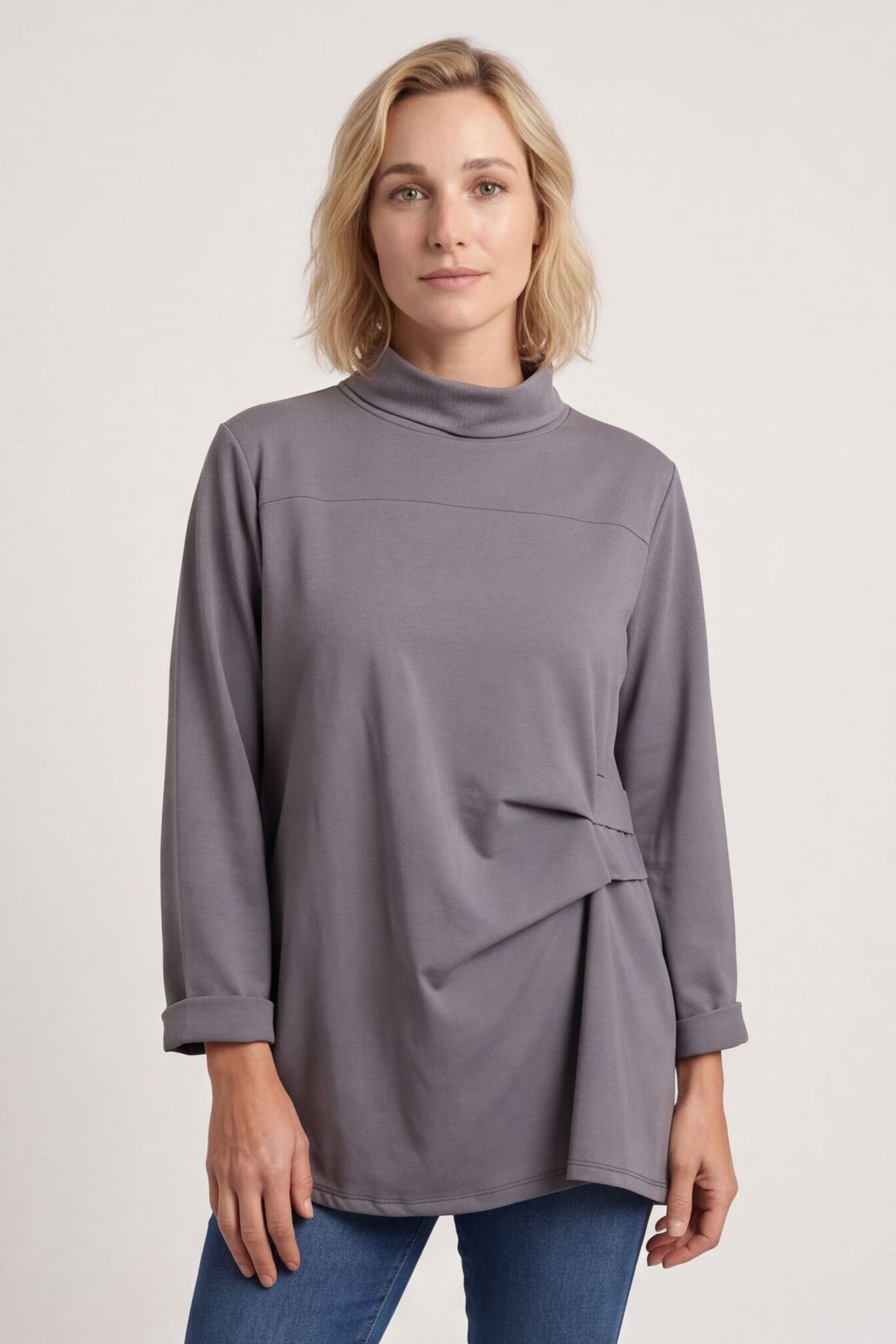 Celandine Cowl Neck Top Mid Grey – image 2 of 4