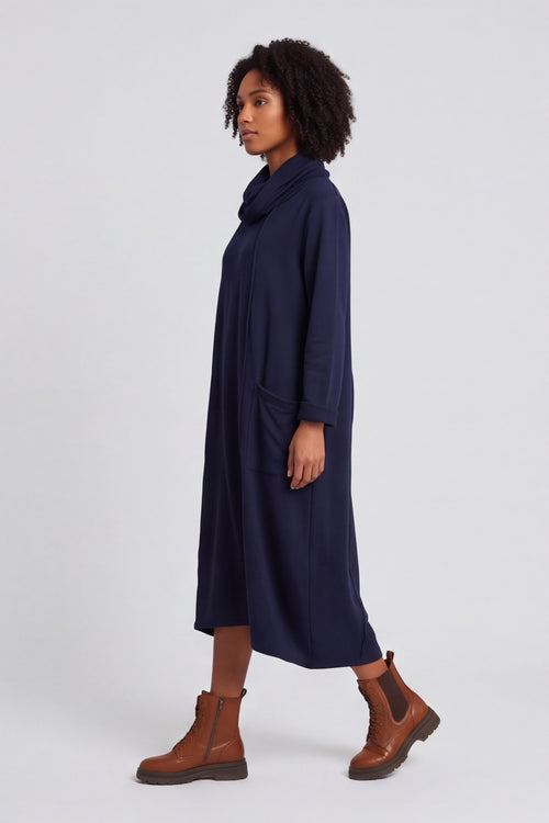 Maris Snood Cotton Dress Navy – image 3 of 6