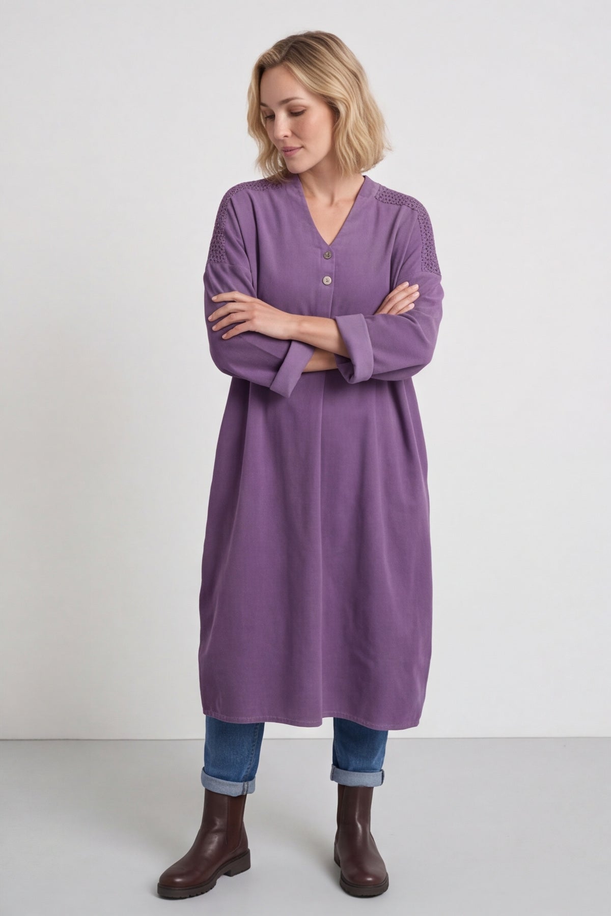 Terrie Needlecord Dress Purple – image 3 of 6