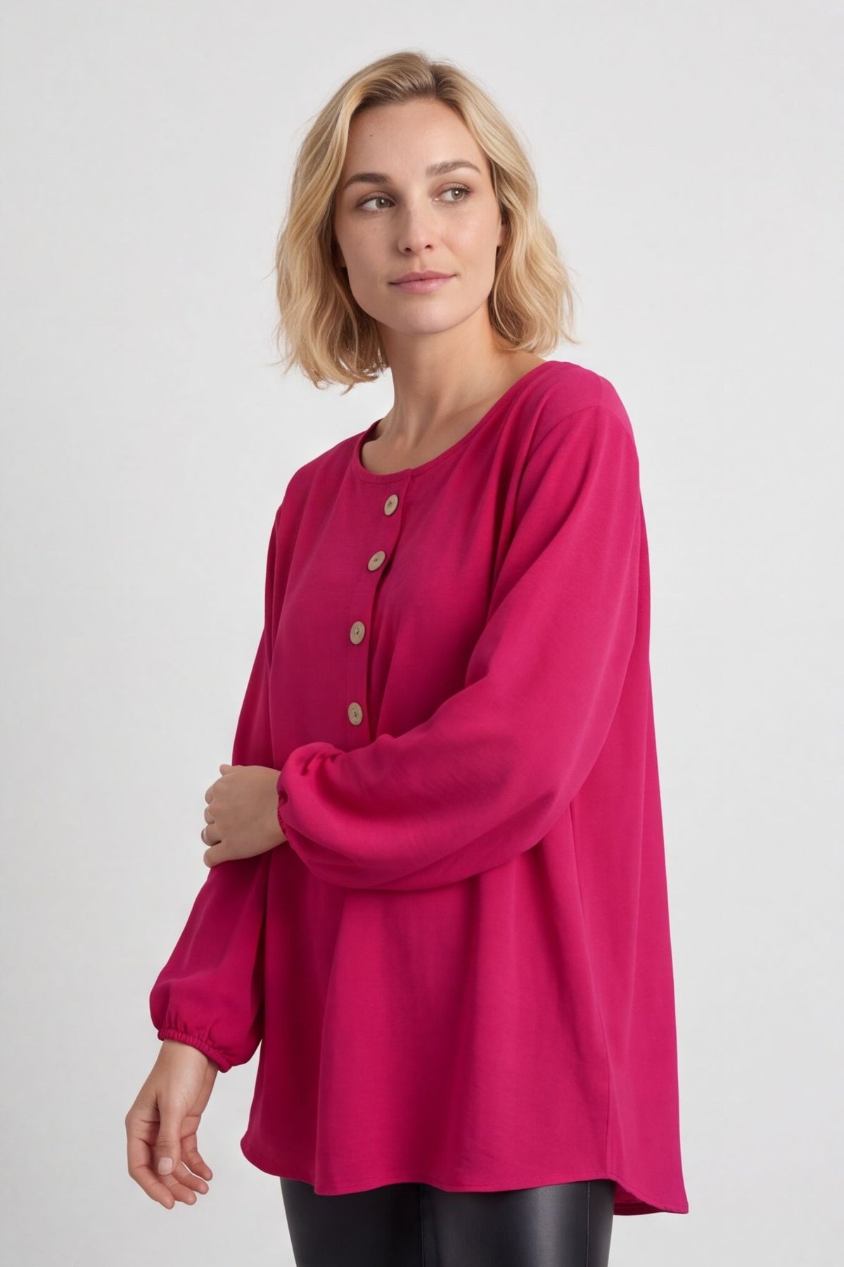 Elianna Button Top Hot Pink – image 3 of 6