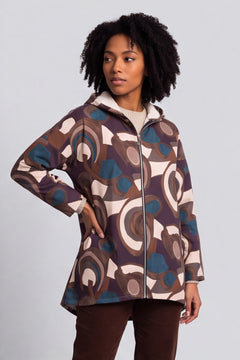 Cynthia Print Zip Hooded Jacket Teal – image 3 of 6