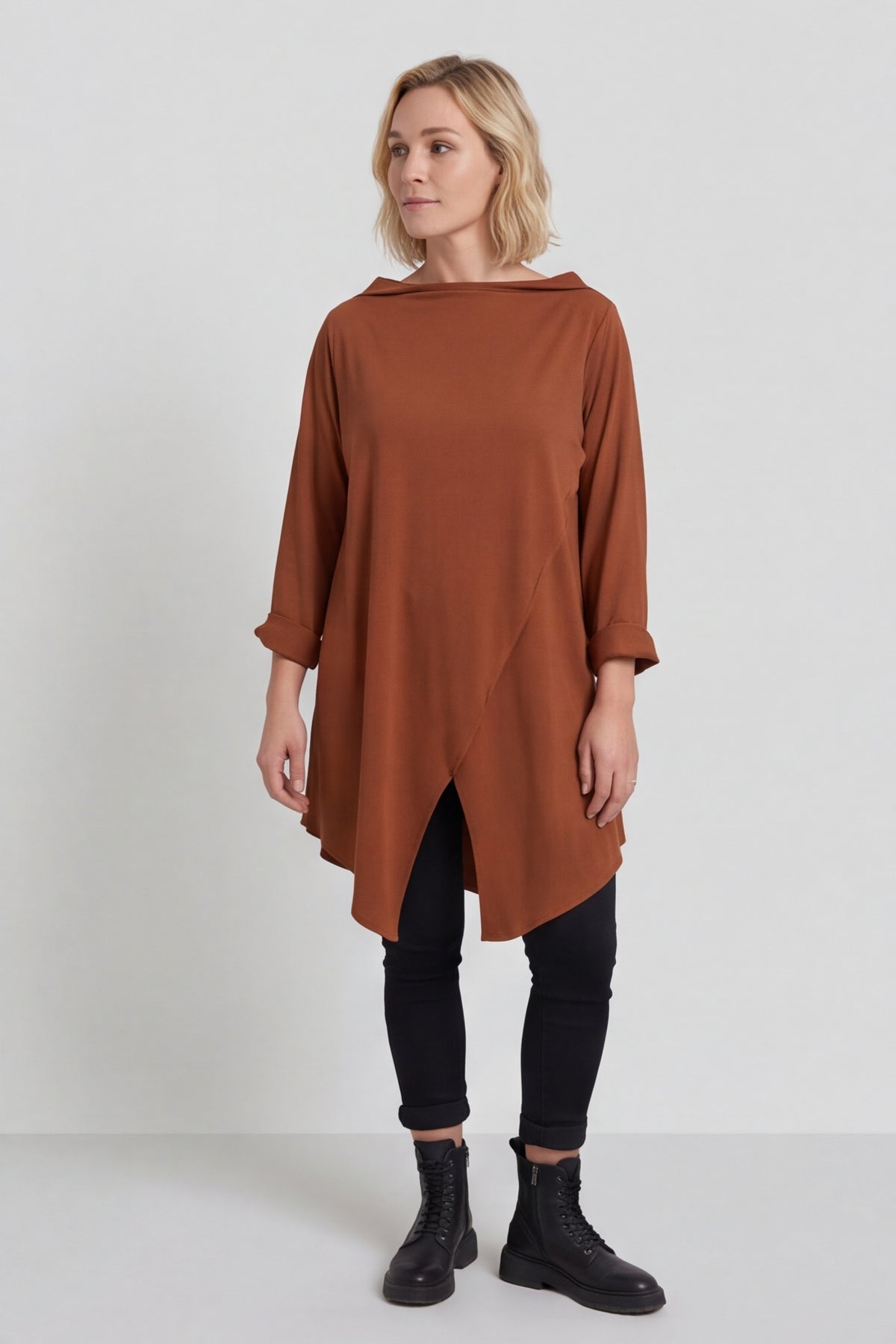 Nelle Cowl Cotton Top Nutmeg – image 3 of 5