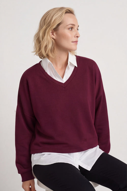 Leilani Collared Top Wine – image 3 of 6