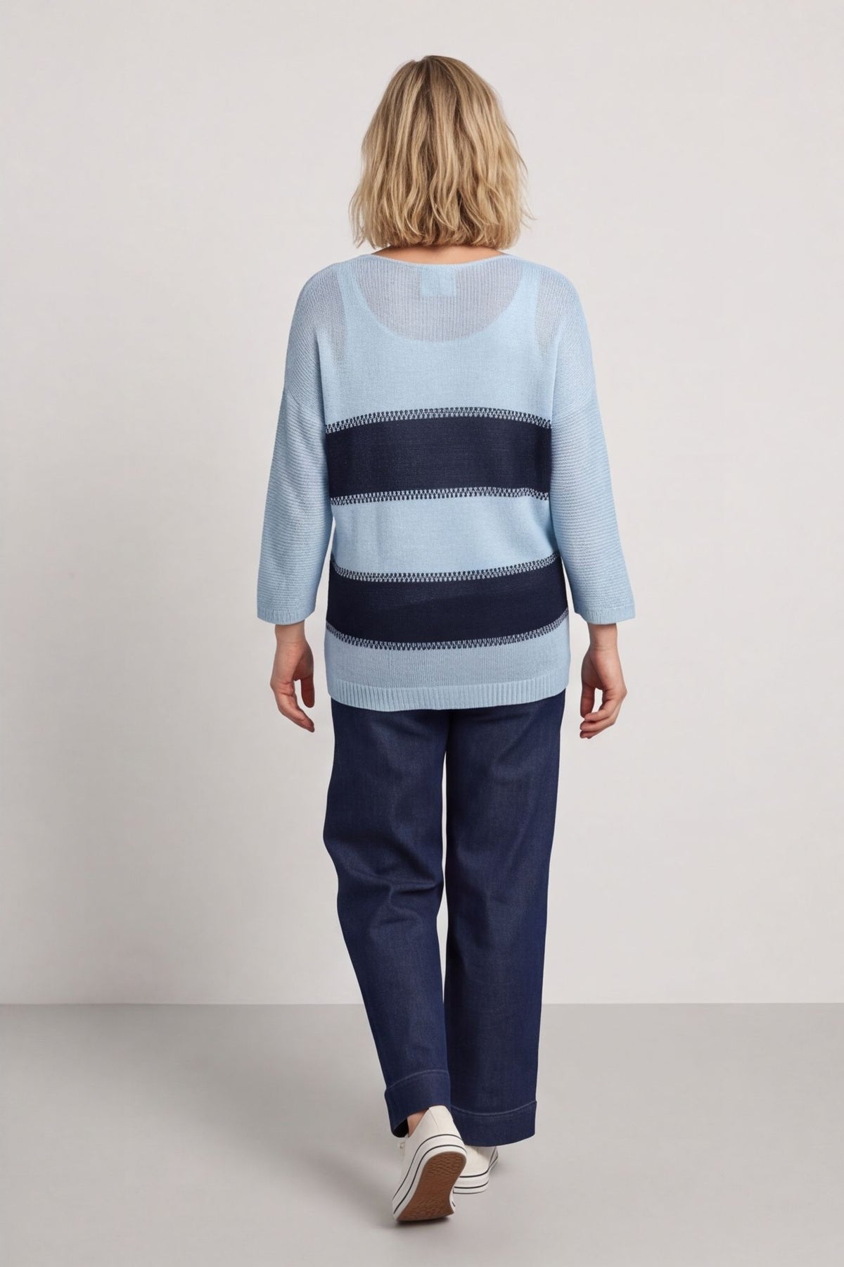 Davena Stripe Knit Top Blue