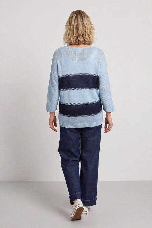 Davena Stripe Knit Top Blue - Image 3
