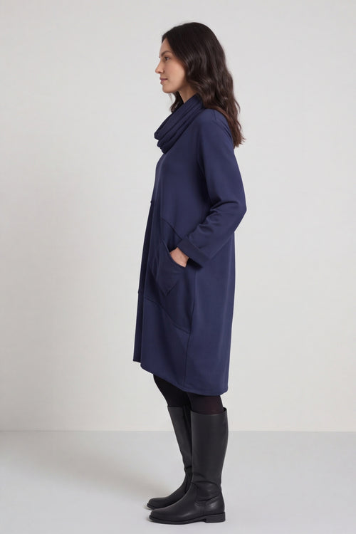 Rizo Snood Cotton Dress Navy – image 3 of 6