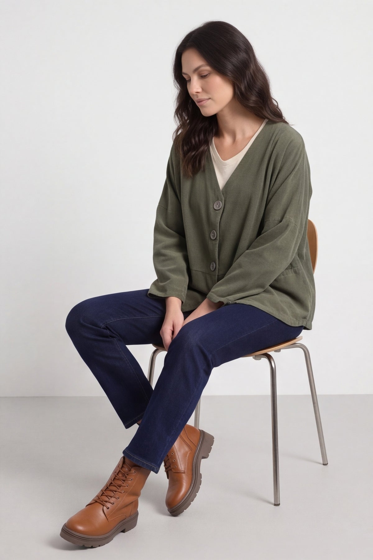 Kristen Needlecord Jacket Khaki – image 3 of 6