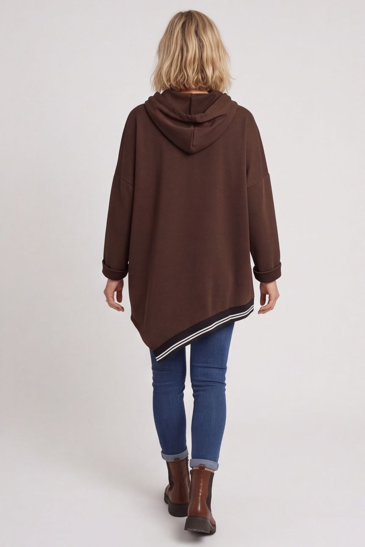 Anya Asymmetric Hooded Top Cocoa – image 3 of 4