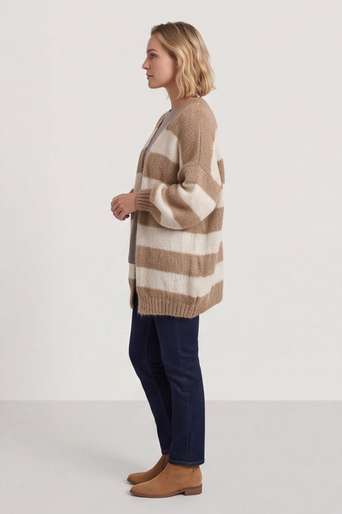 Kennedy Stripe Knitted Cardigan Camel – image 3 of 5