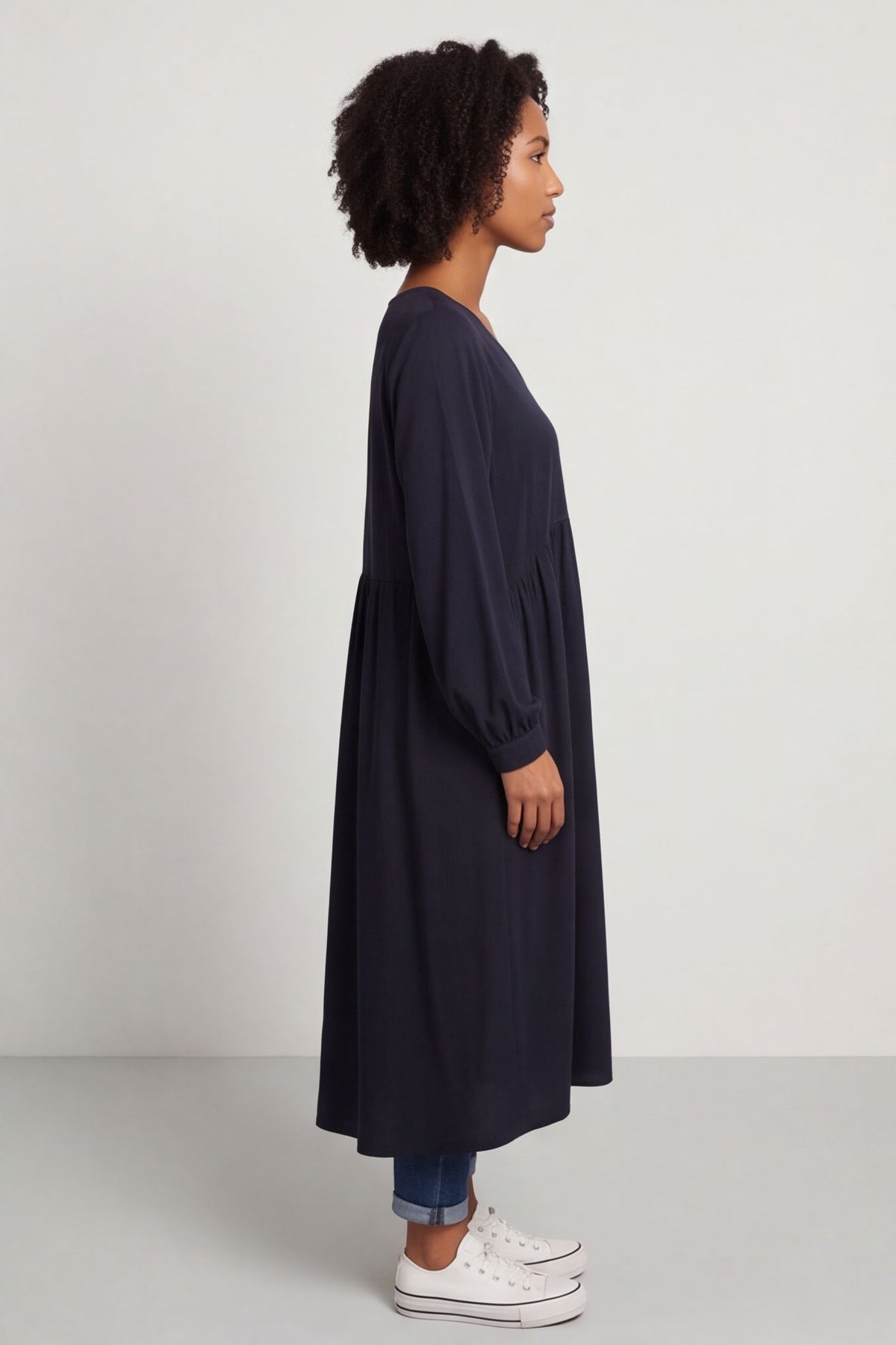Eliza Cotton Dress Navy – image 3 of 6