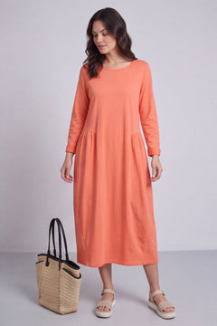 Kayleigh Long Sleeve Cotton Dress Orange – image 3 of 5