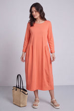 Kayleigh Long Sleeve Cotton Dress Orange Orange - Kayleigh Long Sleeve Cotton Dress Orange – image 3 of 5
