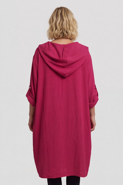 Viviette Hooded Tunic Hot Pink – image 3 of 5