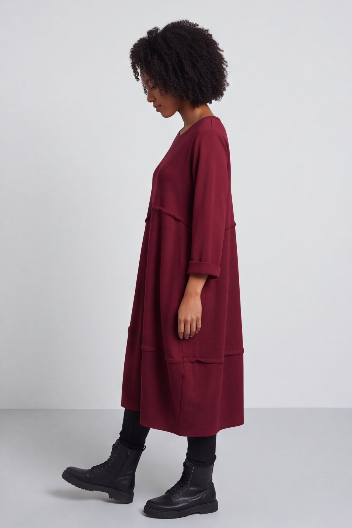 Minnie Seam Detail Cotton Tunic Wine – image 3 of 6