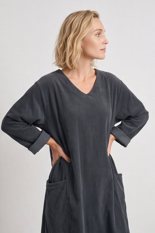 Cerys Cord Pocket Dress Charcoal – image 3 of 6