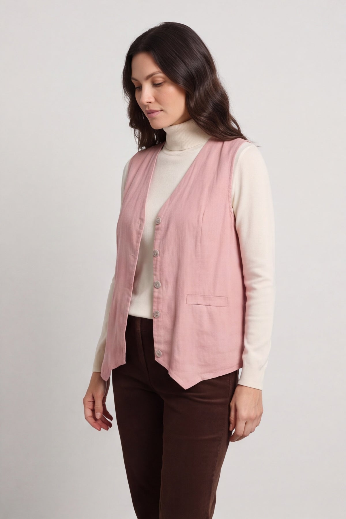 Maryam Linen Waistcoat Pink – image 3 of 6